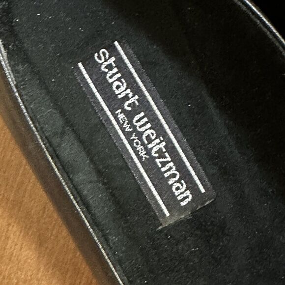 Vintage Stuart Weitzman Women's Pumps Block Almond Toe Heels Black 1980s 10 - Picture 2 of 16